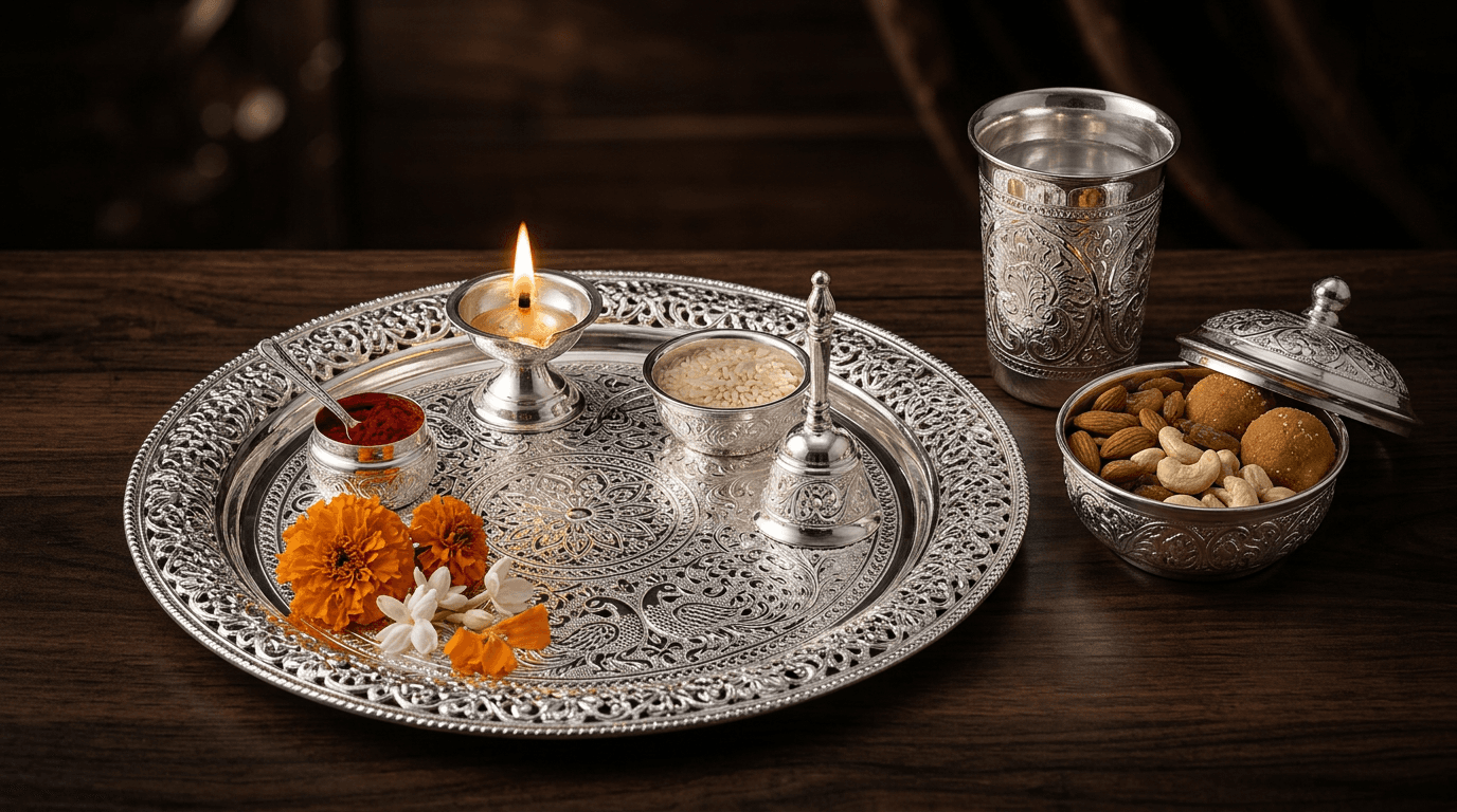 Silver Puja Thali Set
